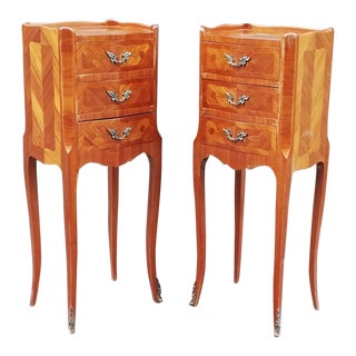 1950s Pair of French Louis XV Style Nightstands For Sale