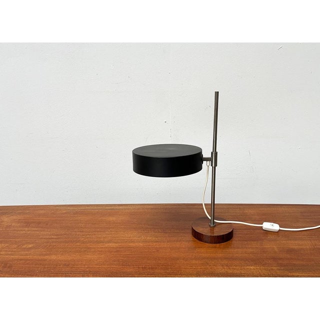 Mid-Century Minimalist Table Lamp with Teak Veneer Base, 1960s For Sale - Image 14 of 18