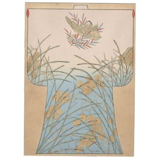 Matted 1927 Asian Japanese Kimono Fashion Design Woodblock For Sale