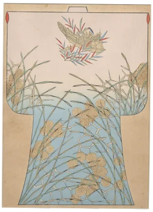 Matted 1927 Asian Japanese Kimono Fashion Design Woodblock