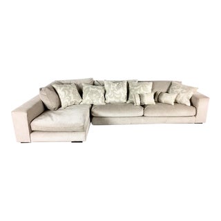 Minotti Mid Century Modern Style Italian Upholstered Sectional Sofa For Sale