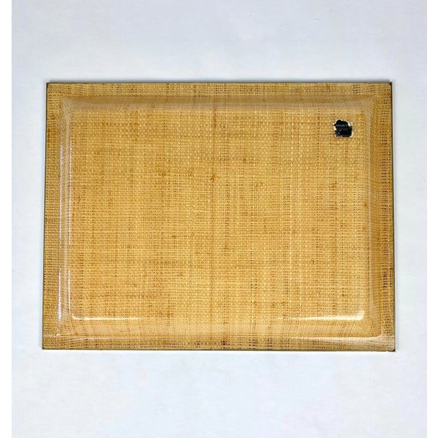 Beige Wicker & Acrylic Serving Tray from Janetti, Italy, 1970s For Sale - Image 8 of 11