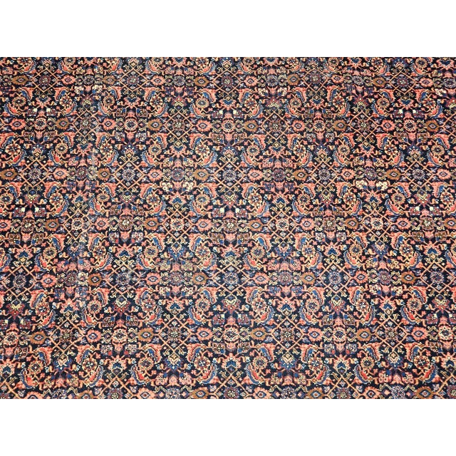 Vintage Bidjar Rug, Hand-Knotted Wool, All-over Herati Geometric Pattern, Navy & Rust-Red,9x12 For Sale - Image 11 of 16