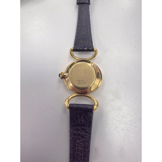Metal Vintage Baume & Mercier Ladies Lapis Lazuli Dial Wristwatch 18k Yellow Gold For Sale - Image 7 of 8