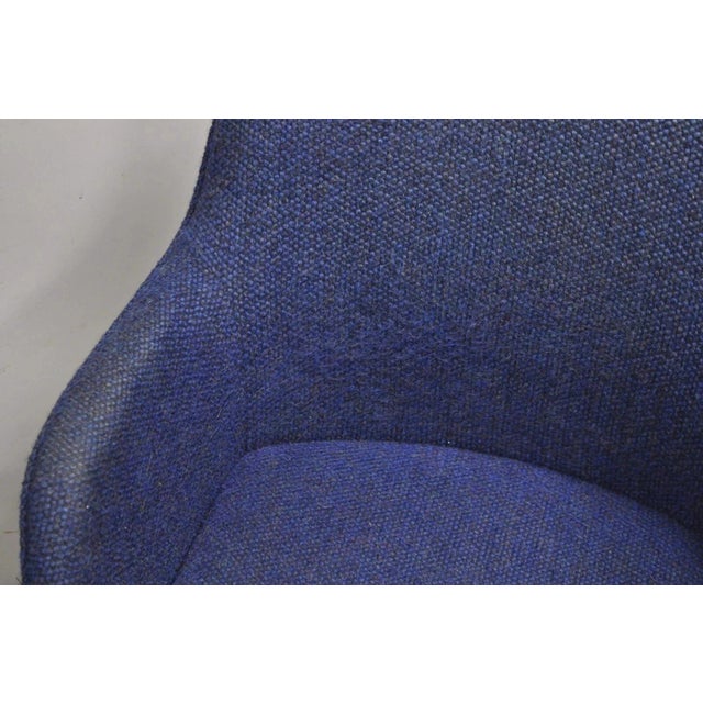 Blue Vintage Mid Century Modern Blue Upholstered Chrome Swivel Base Club Chair - Pair For Sale - Image 8 of 12