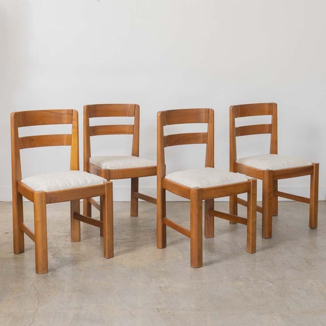 French 1940s French Elm Dining Chairs, Set of 4 For Sale - Image 3 of 16