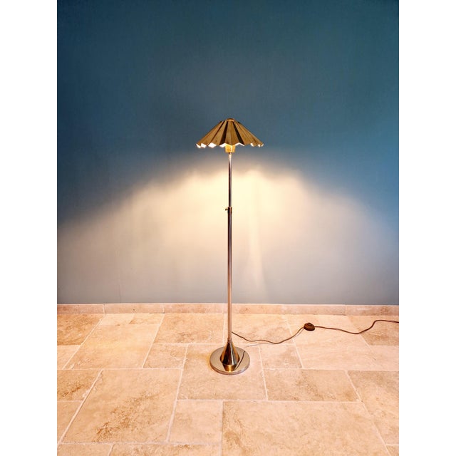 Chrome-Plated Metal and Brass Floor Lamp, 1970s For Sale - Image 14 of 15