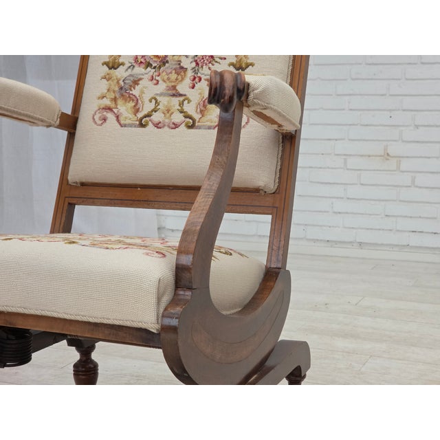 Danish Highback Rocking Chair in Handwoven Wool and Ash, 1930s For Sale - Image 11 of 18