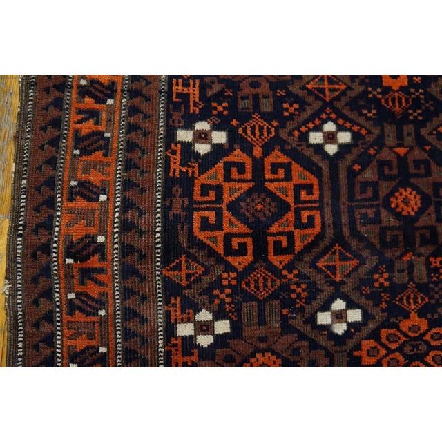 Tribal 1890s Brown Geoemtric Tribal Antique Persian Baluch-Turkman Bag-Face Rug 2'7" X 2'8" Handknotted Wool Carpet For Sale - Image 3 of 5