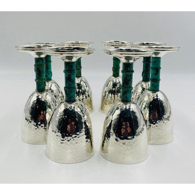 1980s Set of 10 Emilia Castillo Silver-Plated Goblets W/ Verdigris Stems For Sale - Image 12 of 18