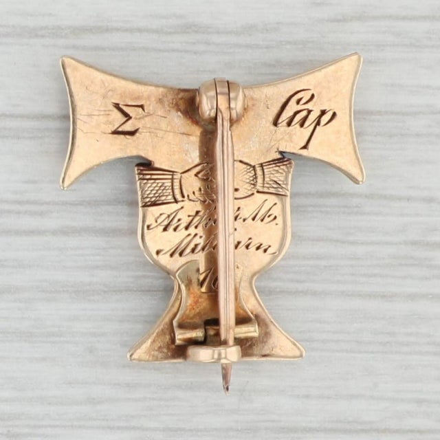 Founded: 1847 Columbia University Chapter Info: Sigma Yale University 1879 Engraved: Sigma Cap Arthur M Millarm Material:...