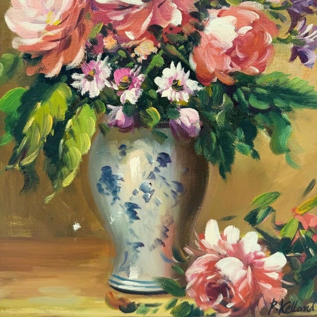 Peter Kelland, Still Life with Peonies, 1960s, Oil Painting on Canvas For Sale - Image 3 of 6