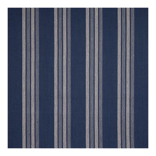 Sample - Schumacher Nor Stripe Fabric In Indigo For Sale