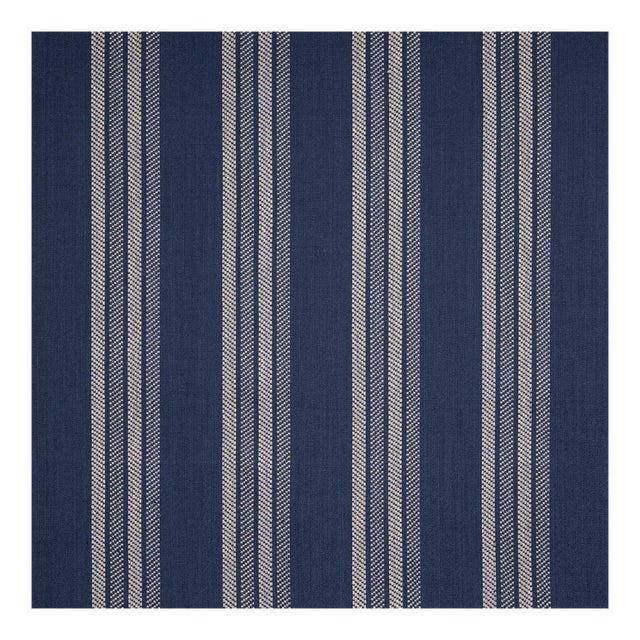 Sample - Schumacher Nor Stripe Fabric In Indigo For Sale