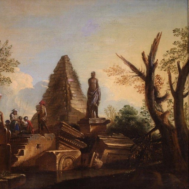Capriccio with Classical Ruins and Figures, 1730, Oil on Canvas For Sale - Image 10 of 15