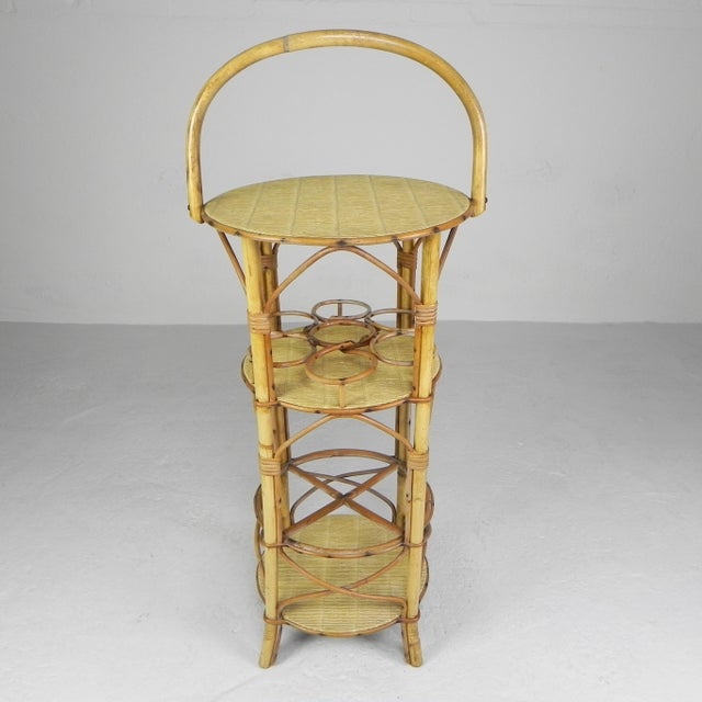 Mid-Century Modern Vintage Bamboo Bottle Rack Side Table, 1950s For Sale - Image 3 of 18