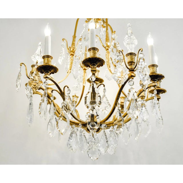 1920s Antique French Cut Crystal Eight Arm Chandelier For Sale In New York - Image 6 of 11