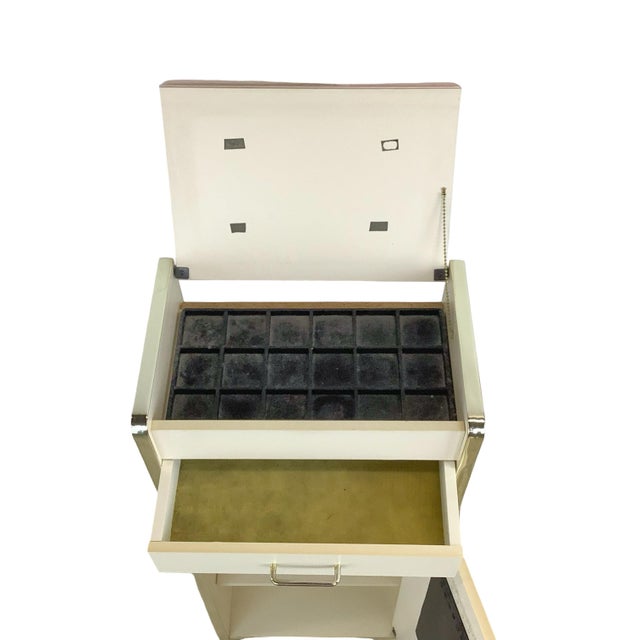 Ivory Vintage 1980s Postmodern Jewelry Armoire With Gold-Tone Trim For Sale - Image 8 of 18