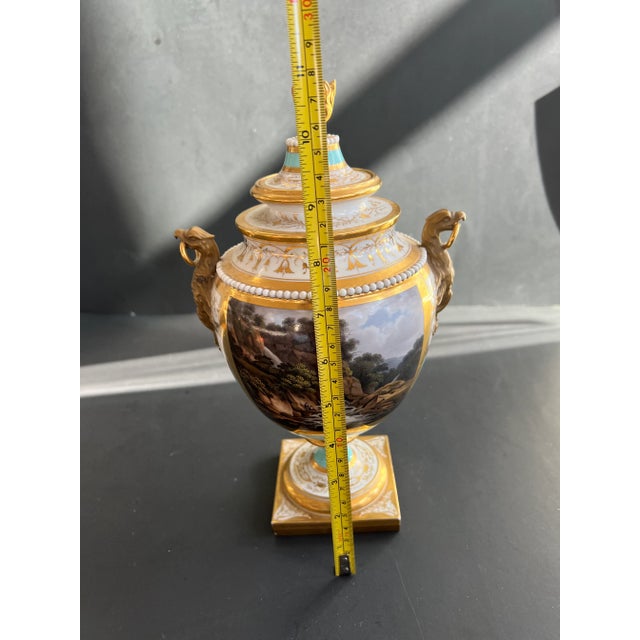Antique Early Worcester Barr Flight Barr Urn Vase With Lid Eagle Handle Circa 1810 Hand Painted For Sale - Image 10 of 12