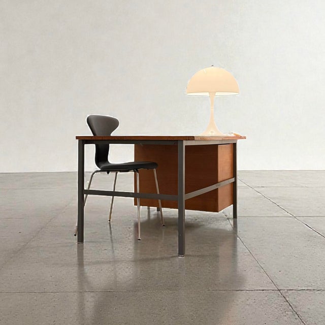 Brown Danish Freestanding Teak Desk For Sale - Image 8 of 9
