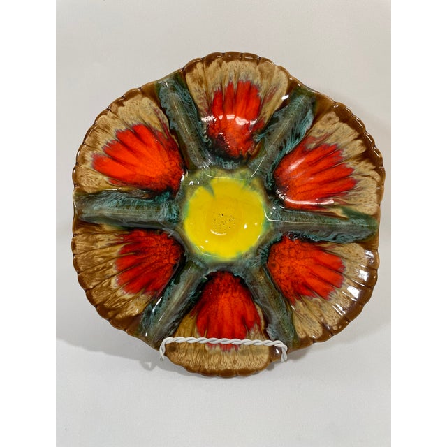 Mid 20th Century French Vallauris "Volcano" Majolica Oyster Plate For Sale - Image 9 of 14
