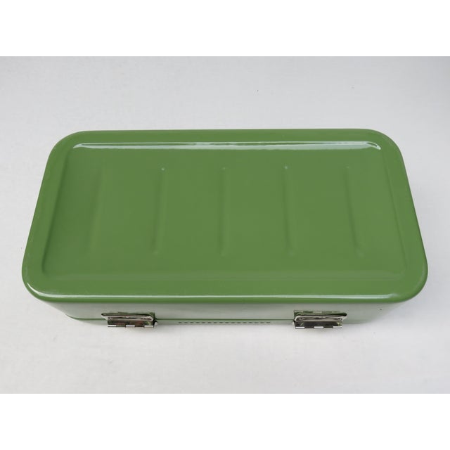 Art Nouveau Forest Green Enamelled Bread Box, 1890s For Sale - Image 6 of 8