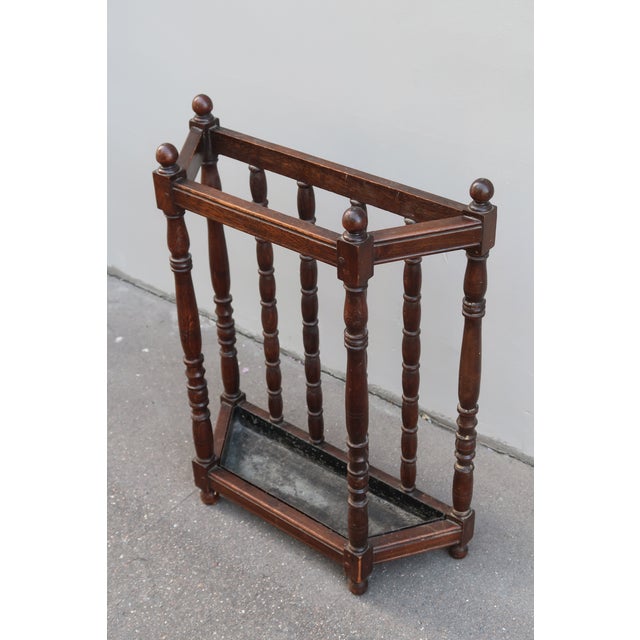 French umbrella holder from circa 1920 made from solid oak wood. Solid and stable. Height 27.5 inches Width 21.6 inches...
