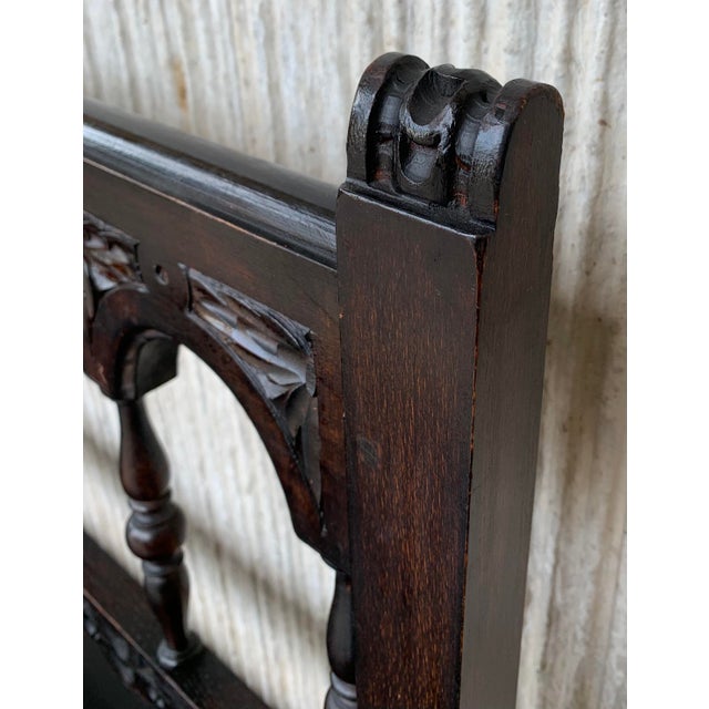 19th Spanish Carved Hall Bench With Storage For Sale - Image 11 of 13