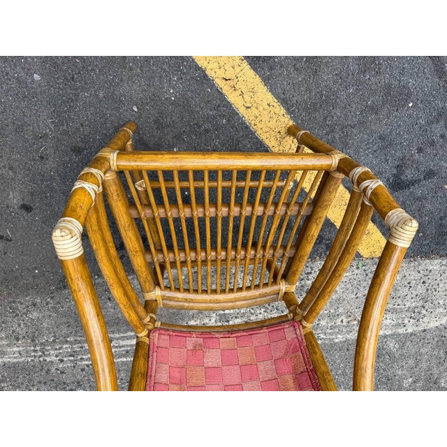 Art Deco Late 20th Century McGuire Rattan Target Design Bamboo Dining Open Armchairs- Set of 3 For Sale - Image 3 of 12
