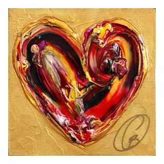 Divine Spark of Love XXXXX - Original Heart Pop Art Mixed Media Acrylic and Resin on Wood Panel by Cynthia Coulombe-Bégin For Sale