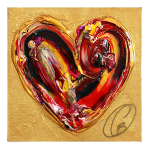 Divine Spark of Love XXXXX - Original Heart Pop Art Mixed Media Acrylic and Resin on Wood Panel by Cynthia Coulombe-Bégin