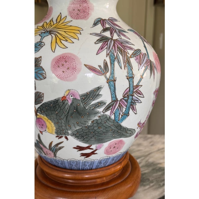 Vintage Chinoiserie Lamp in Botanical & Bird Motifs Attributed to Frederick Cooper For Sale - Image 11 of 18