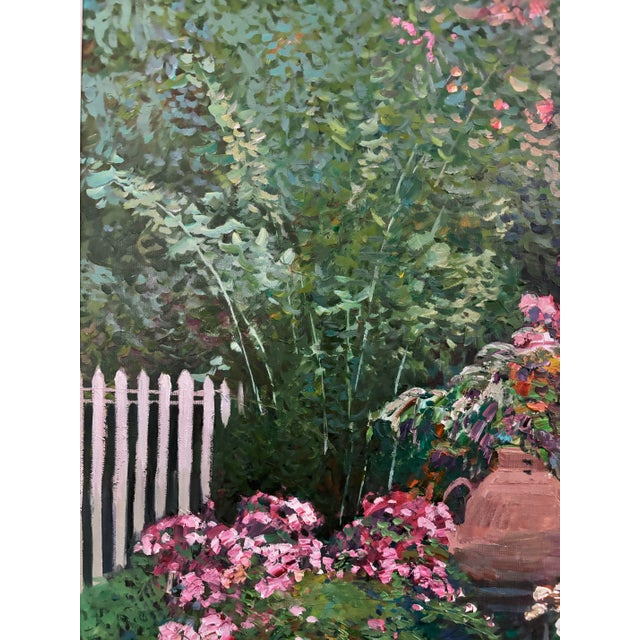 Contemporary Large Botanical Garden Landscape Oil Painting, Framed For Sale - Image 4 of 12