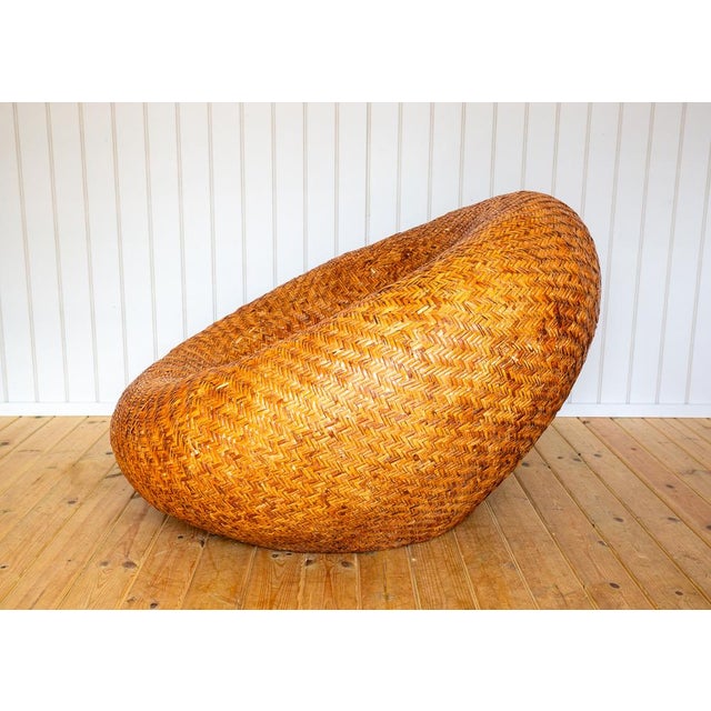 Tan French Mushroom Lounge Chair in Rattan, 1970s For Sale - Image 8 of 18