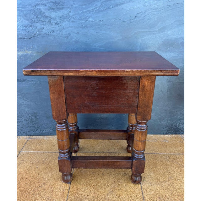 Spanish Oak Side Table with Drawer, Early 20th Century For Sale - Image 11 of 11