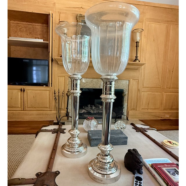 Ralph Lauren Pair of Silver Plated Ralph Lauren Hurricanes For Sale - Image 4 of 6