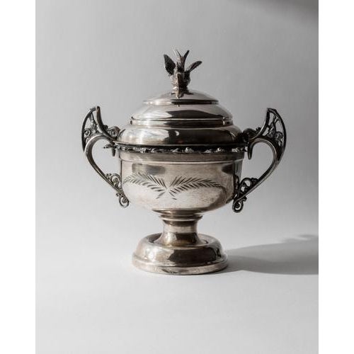 Vintage Silver Plated Footed Bowl with Lid from Warren Rogers, 1930s For Sale - Image 11 of 11