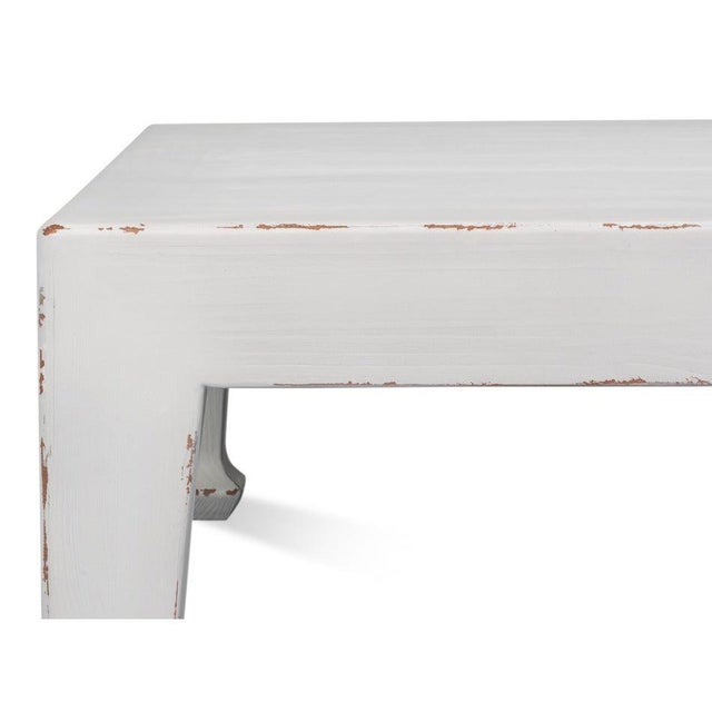 Ming Style Low Coffee Table in Antique White Pine For Sale In Raleigh - Image 6 of 10