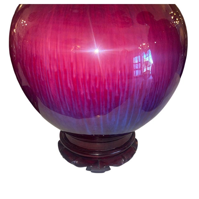 Red 20th Century Set of Three Chinese Flambé Glazed Porcelain Vases For Sale - Image 8 of 12
