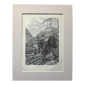 Antique 1874 Wood Engraving "Cumberland Gap, From the East" PA in 11x14 Mat