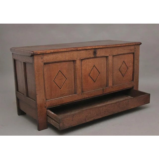 Wood Early 18th Century Oak Coffer, 1740s For Sale - Image 7 of 11