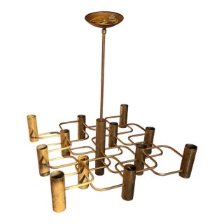 Vintage Gaetano Sciolari Chandelier Brass For Sale