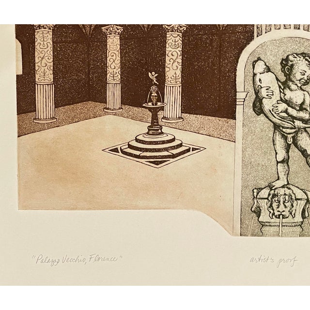 Boho Chic Dolores Gall Palazzo Vecchio Florence Etching Artist Proof For Sale - Image 3 of 4