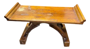 Early 20th Century Primitive Gothic Revival Flanged Top Wood Bench