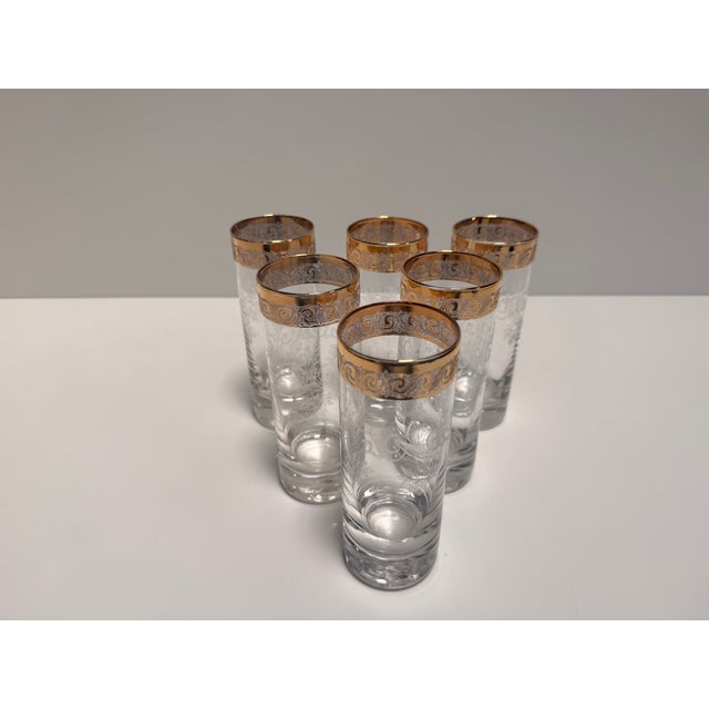 Murano Glass Medici Gold Rim Long Drink Glass Set, 1970s, Set of 6 For Sale - Image 11 of 11