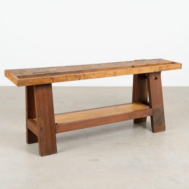 Late 19th Century Portuguese Rustic Carpenter's Workbench Console Table For Sale - Image 17 of 17