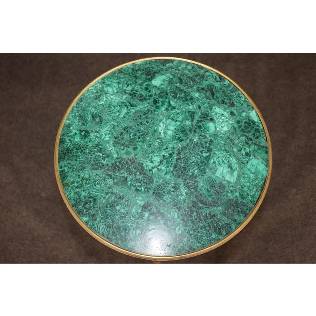 19th C French Louis XVI Bronze Ormolu Mounted and Malachite Top End Table For Sale - Image 13 of 15
