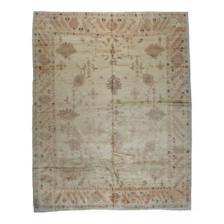 8x11 Peshawar Hand Knotted Wool Rug, Gold and Rust Oushak Design For Sale