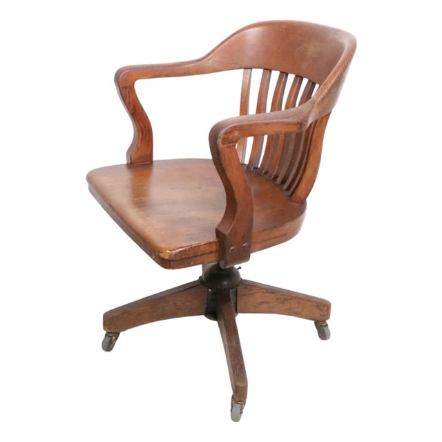 Antique Bank of England Jury Style Swivel Tilt Desk Chair For Sale