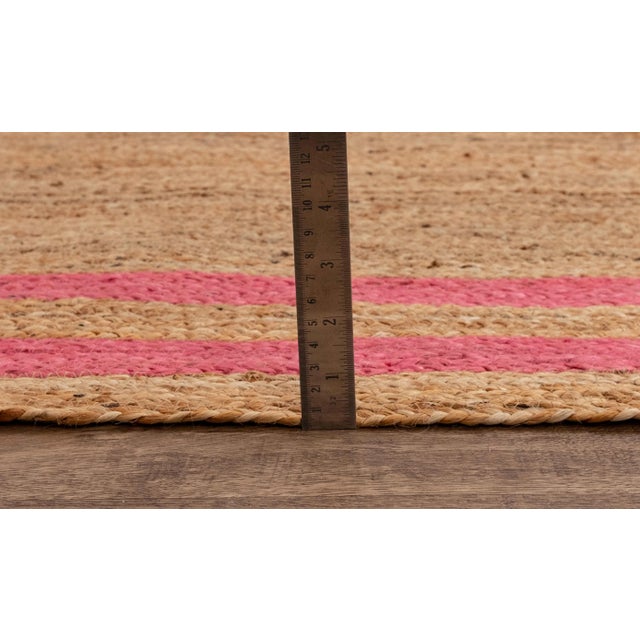 2'x4' Pink Border Rectangle Jute Handmade Rug For Sale - Image 10 of 11
